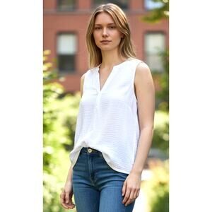 Marine Layer Cotton Blend Tank V-Neck White Flowy Boxy Capsule Top Size Small